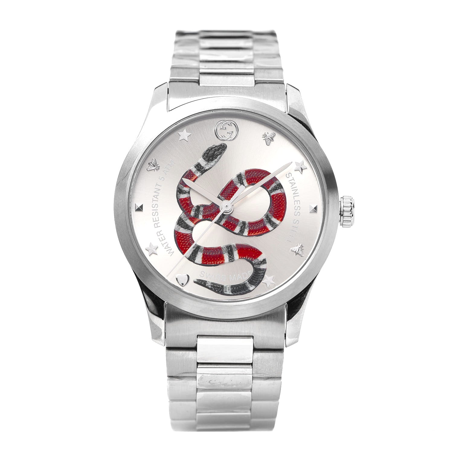 Gucci Stainless Steel 38mm G-Timeless Snake Quartz Watch 1 of 6