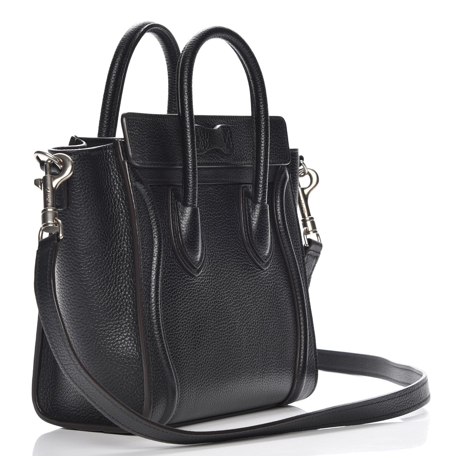 Celine Drummed Calfskin Nano Luggage Black 4 of 8