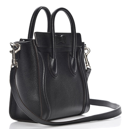 Celine Drummed Calfskin Nano Luggage Black 4 of 8