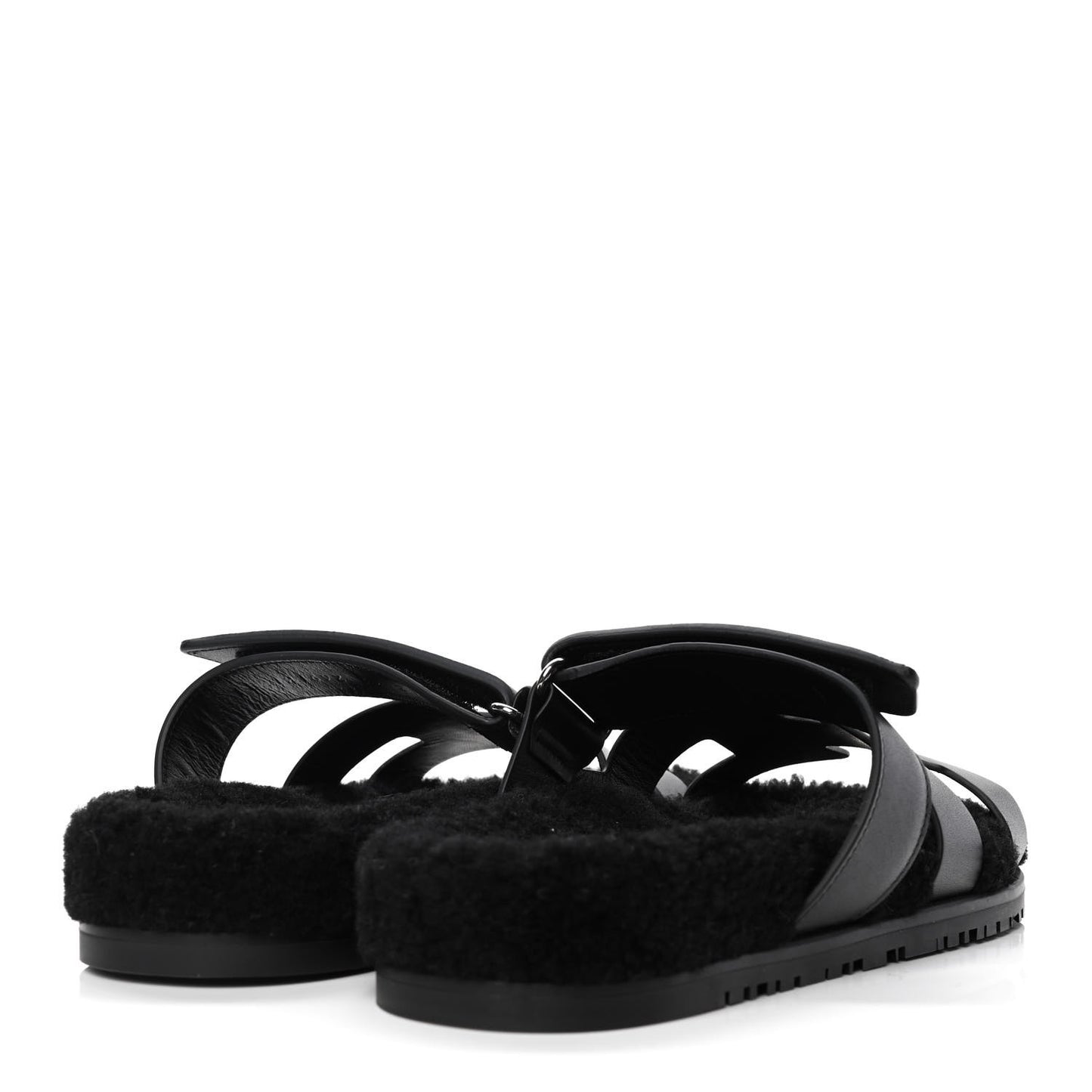 Calfskin Woolskin Womens Chypre Sandals 39 Black
