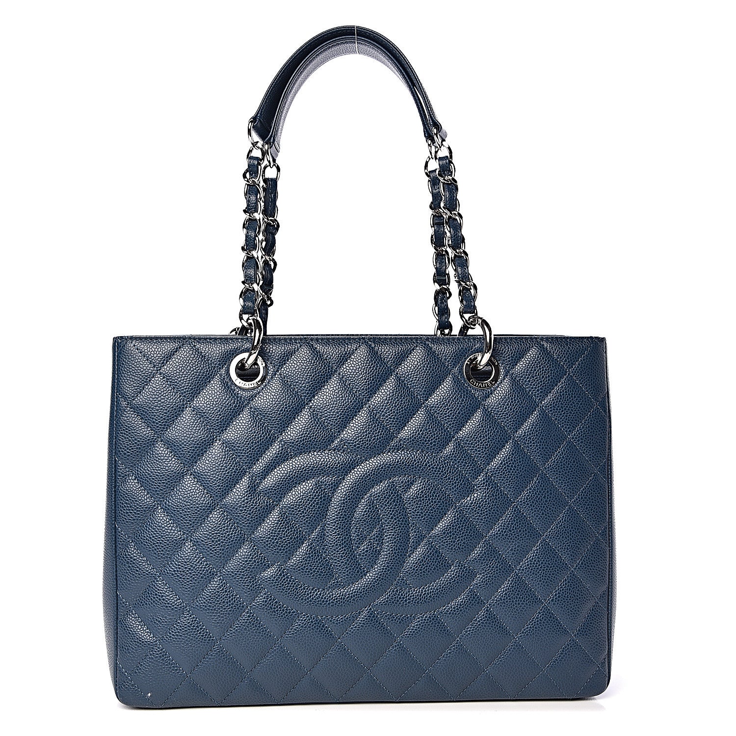 Chanel Caviar Quilted Grand Shopping Tote GST Dark Blue 1 of 10