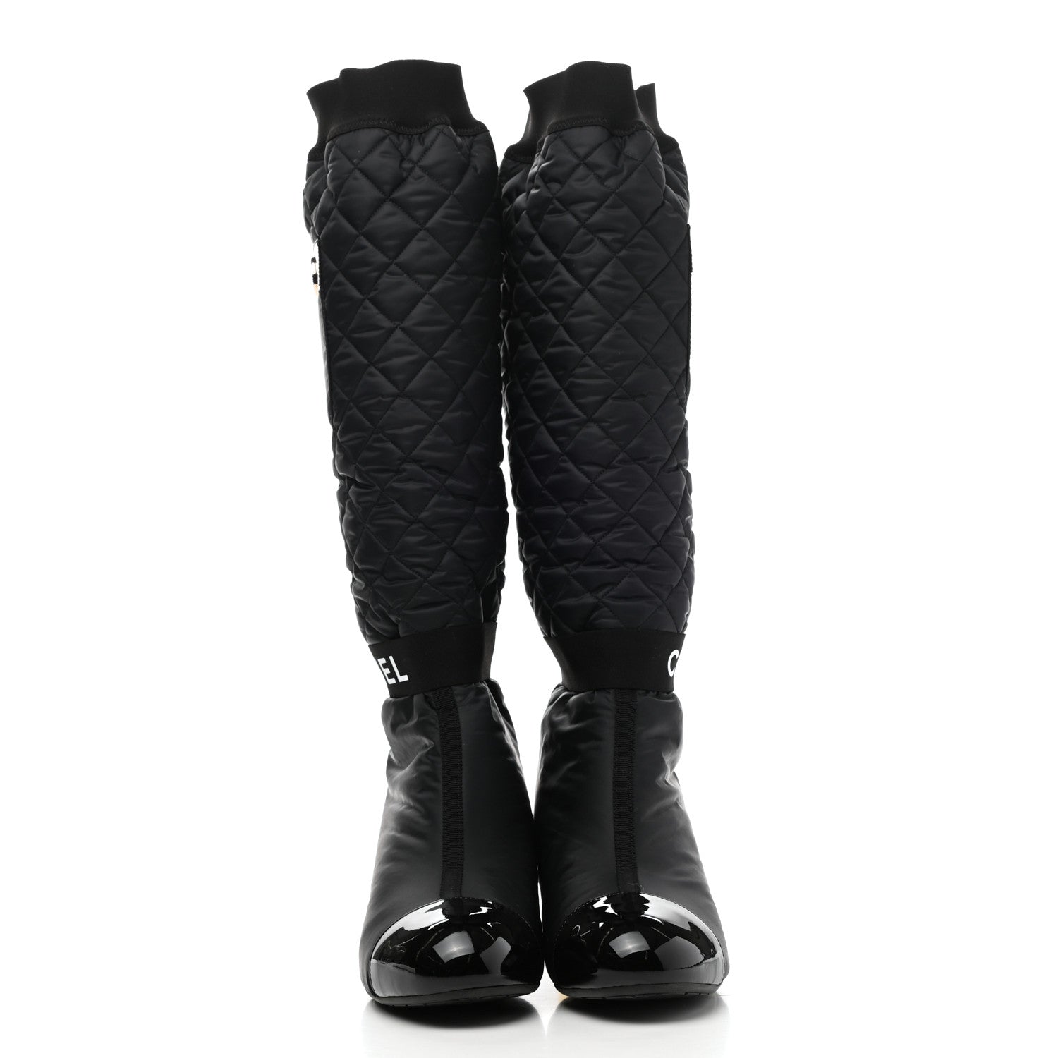 Chanel Mixed Fibers Lambskin Patent Calfskin Convertible High Boot 39 Black 2 of 17