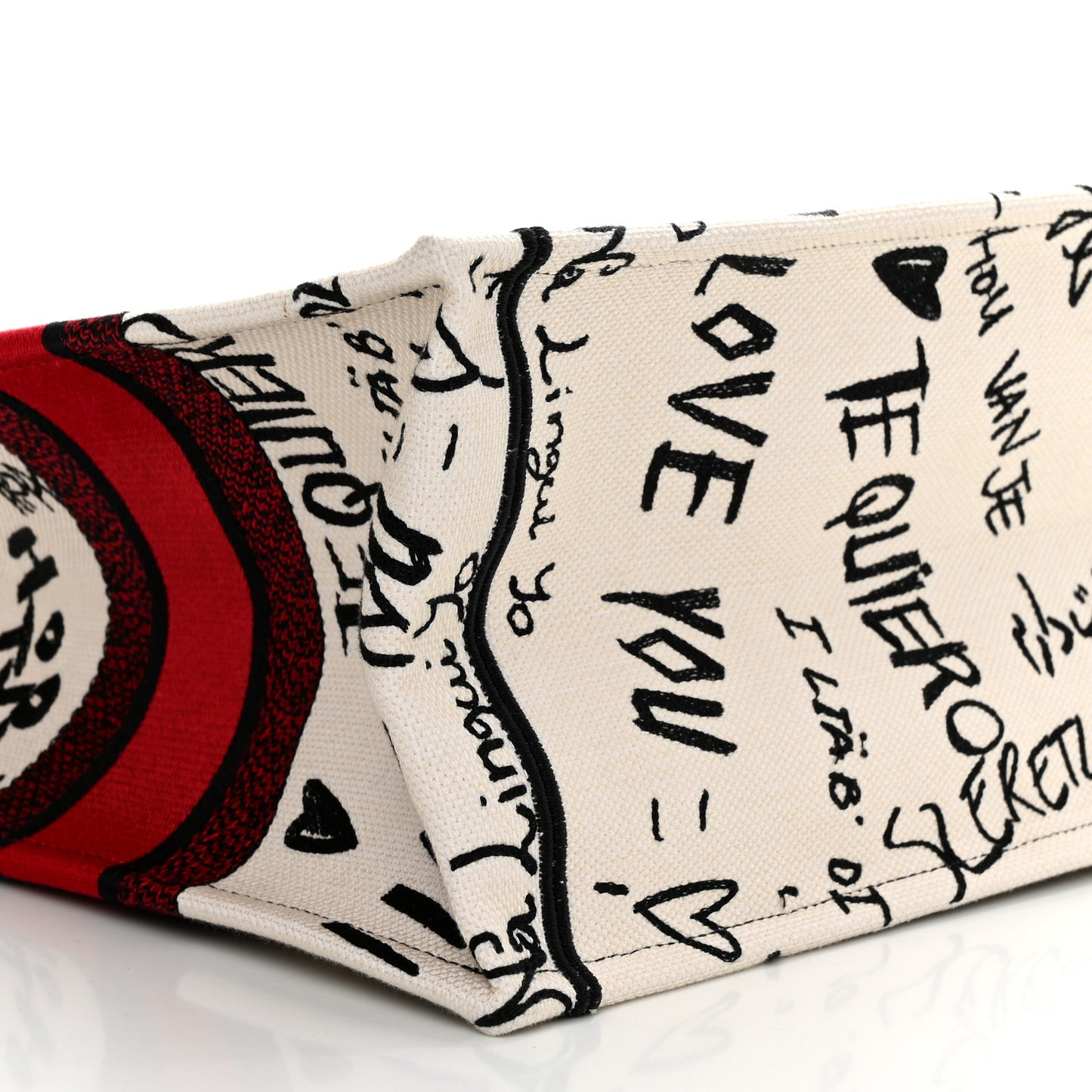 Canvas Embroidered Medium Dioramour Graffiti Book Tote Latte Multicolor