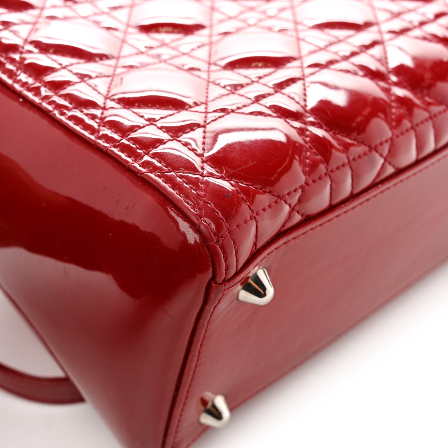 Patent Cannage Large Lady Dior Red