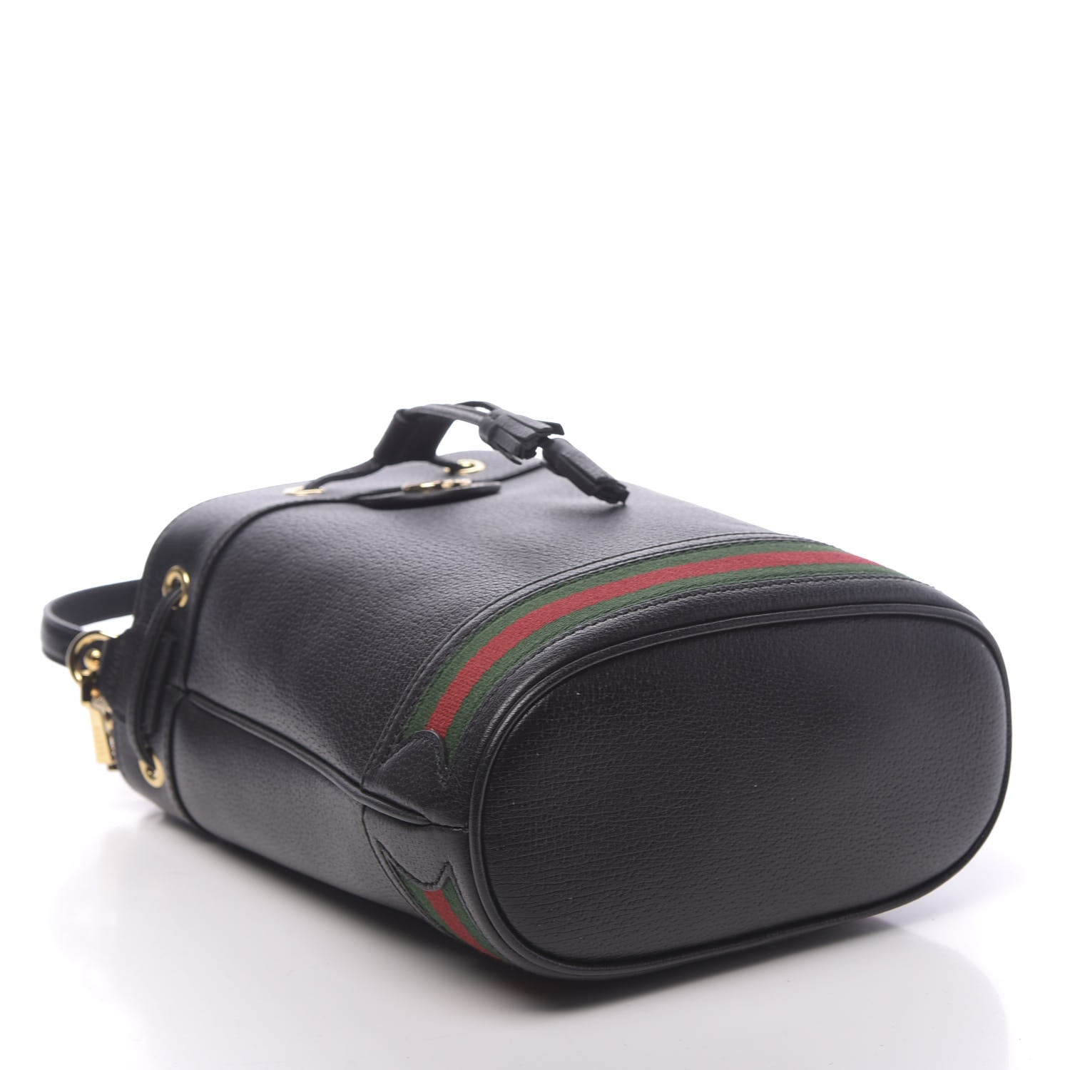 Gucci Glazed Textured Calfskin Web Small Ophidia Bucket Bag Black 4 of 10