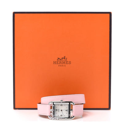 Hermes Stainless Steel Swift Diamond Pink Sapphire Mother of Pearl 23mm Cape Cod Double Tour Quartz Watch Rose Sakura 5 of 5