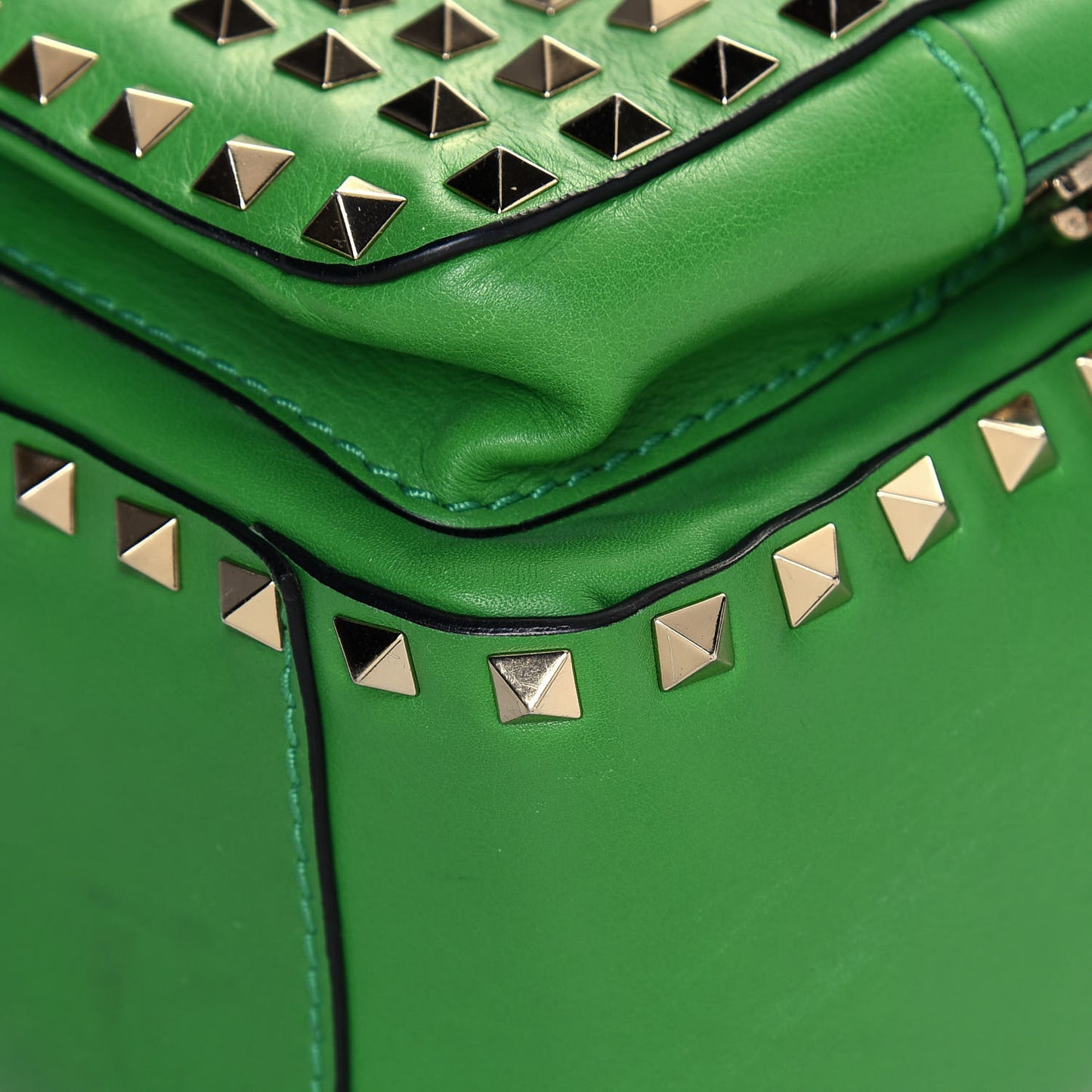 Calfskin Medium Rockstud All Over Backpack Green
