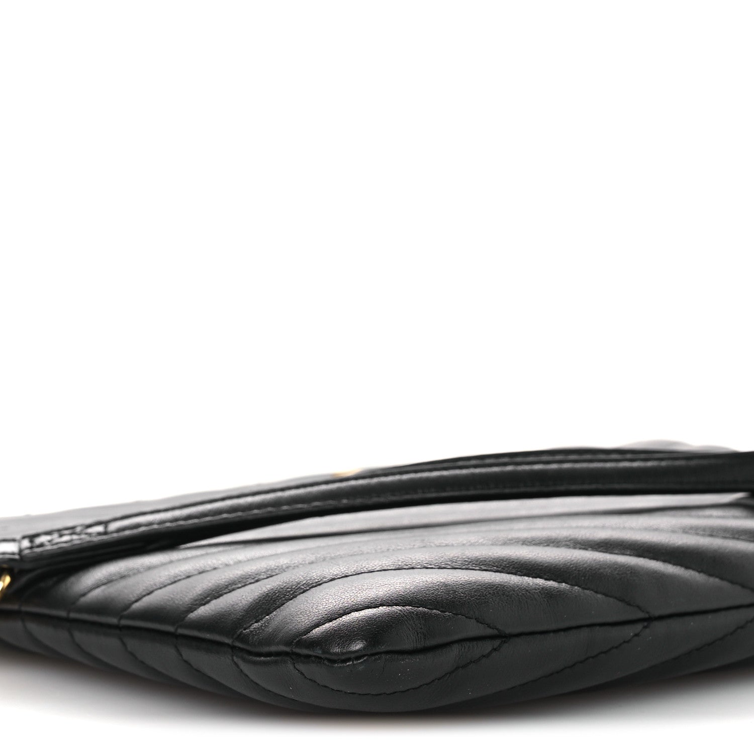 Saint Laurent Calfskin Matelasse Chevron Monogram A5 Wristlet Black 9 of 14