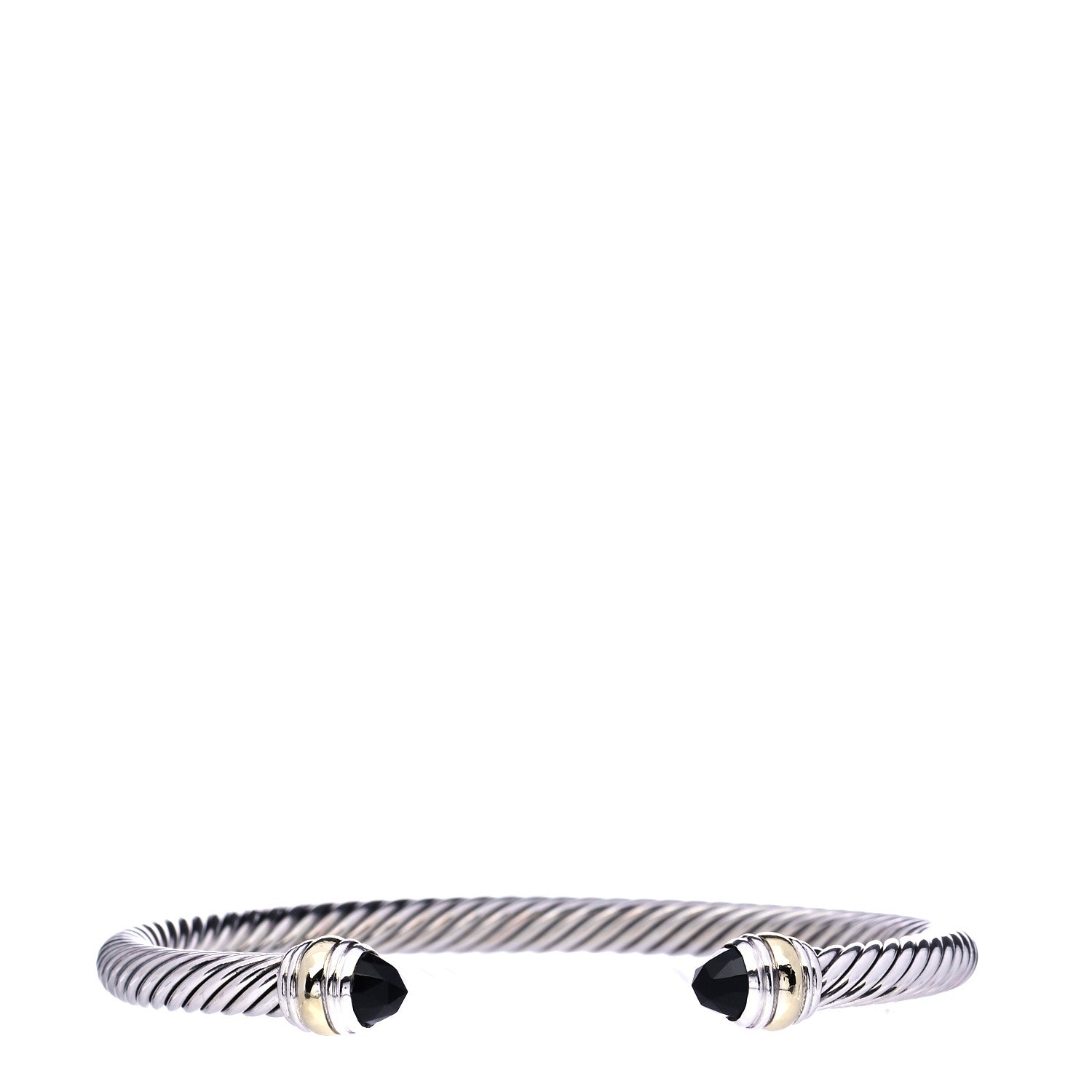 David Yurman Sterling Silver 14K Yellow Gold Black Onyx 5mm Cable Classics Bracelet 1 of 6