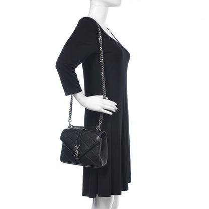 Saint Laurent Calfskin Matelasse Diamond Quilted Monogram Medium College Bag Black 2 of 12