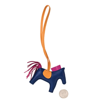 Hermes Milo Lambskin Grigri Rodeo Horse Bag Charm PM Bleu Saphir Rose Pourpre Bouton D'Or 2 of 3