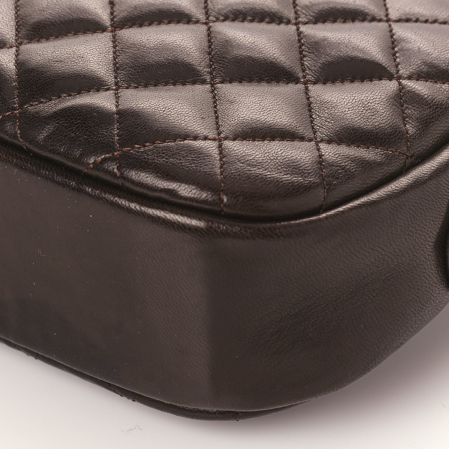 Chanel Lambskin Quilted Camera Case Brown 9 of 12