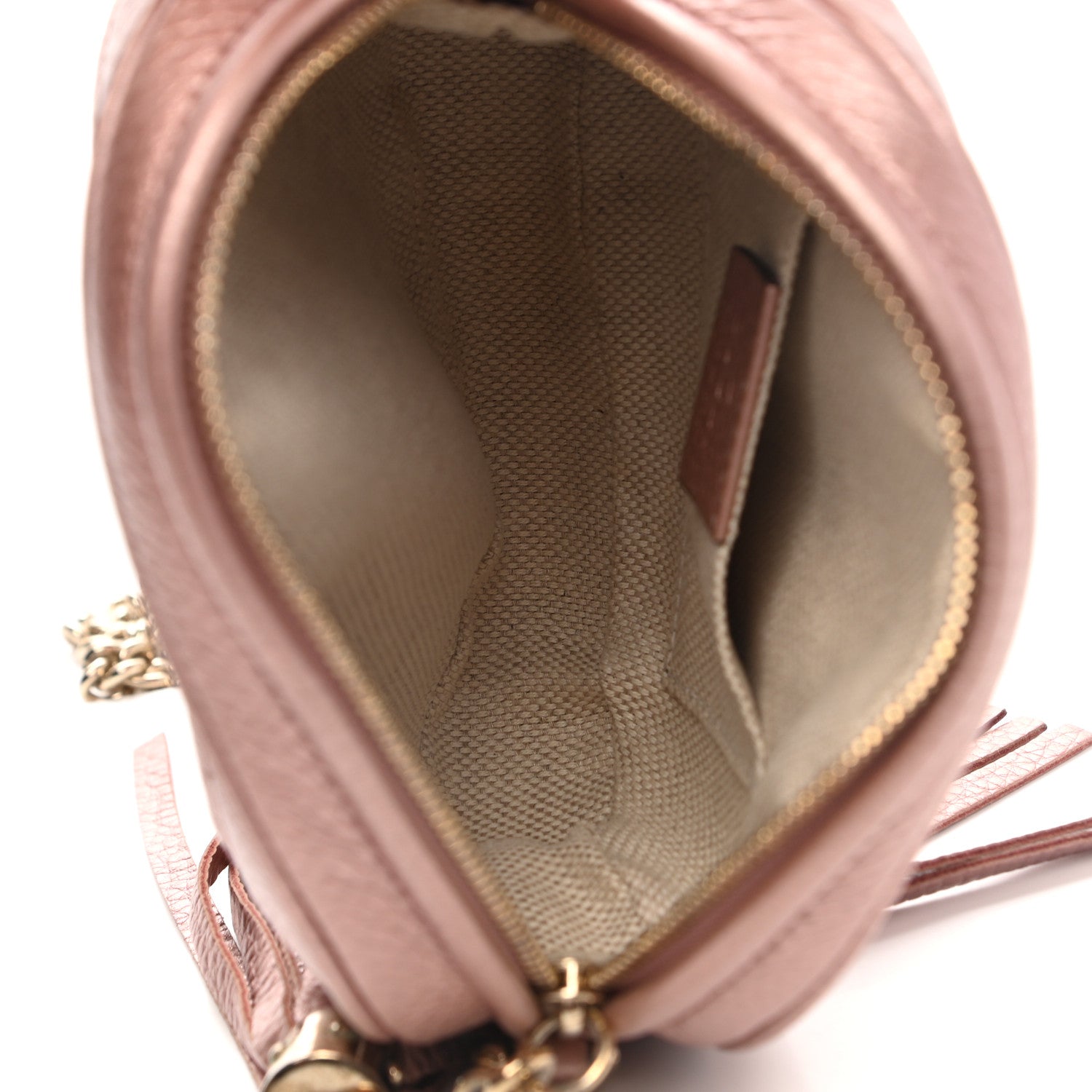 Gucci Metallic Pebbled Calfskin Mini Soho Chain Bag Pink 4 of 9