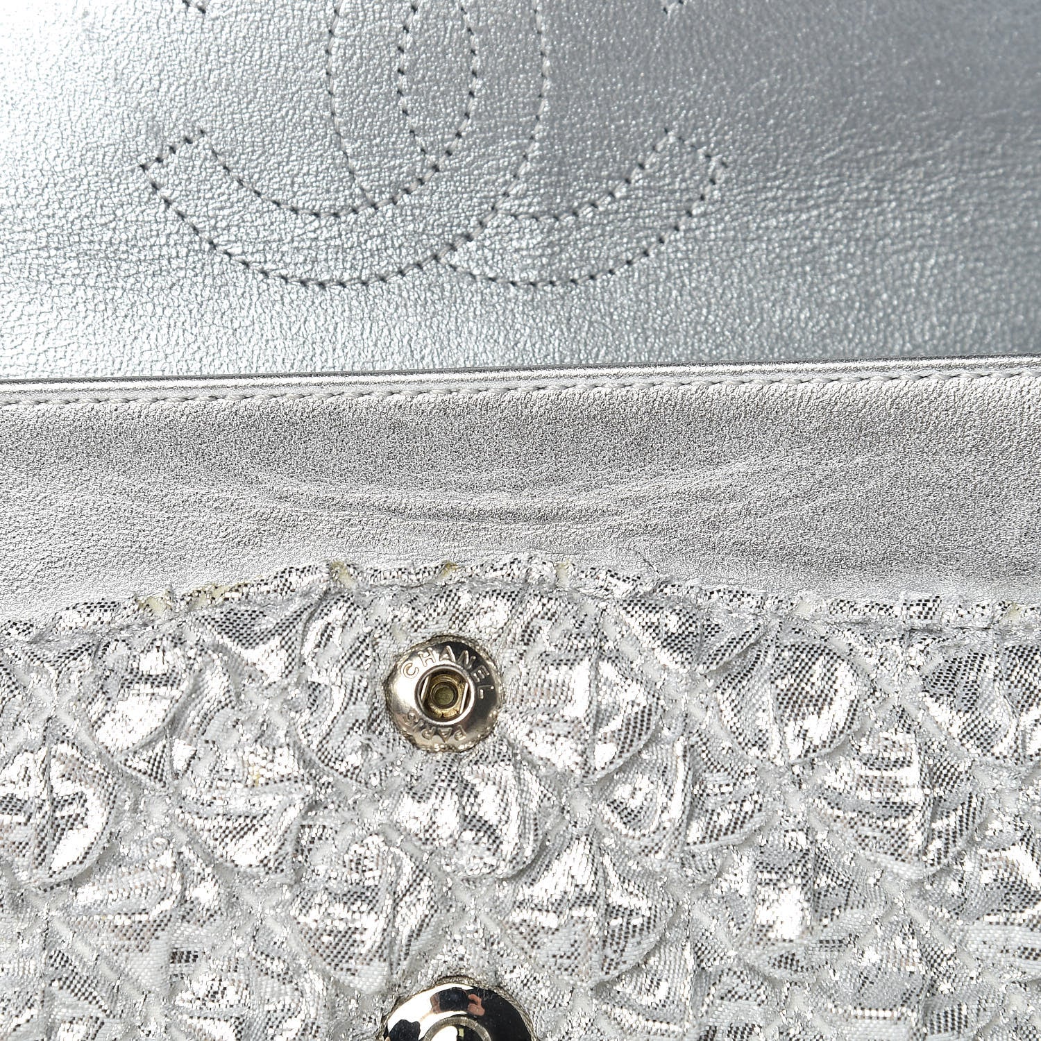 Chanel Metallic Lame Quilted Small Double Flap Silver 13 of 15