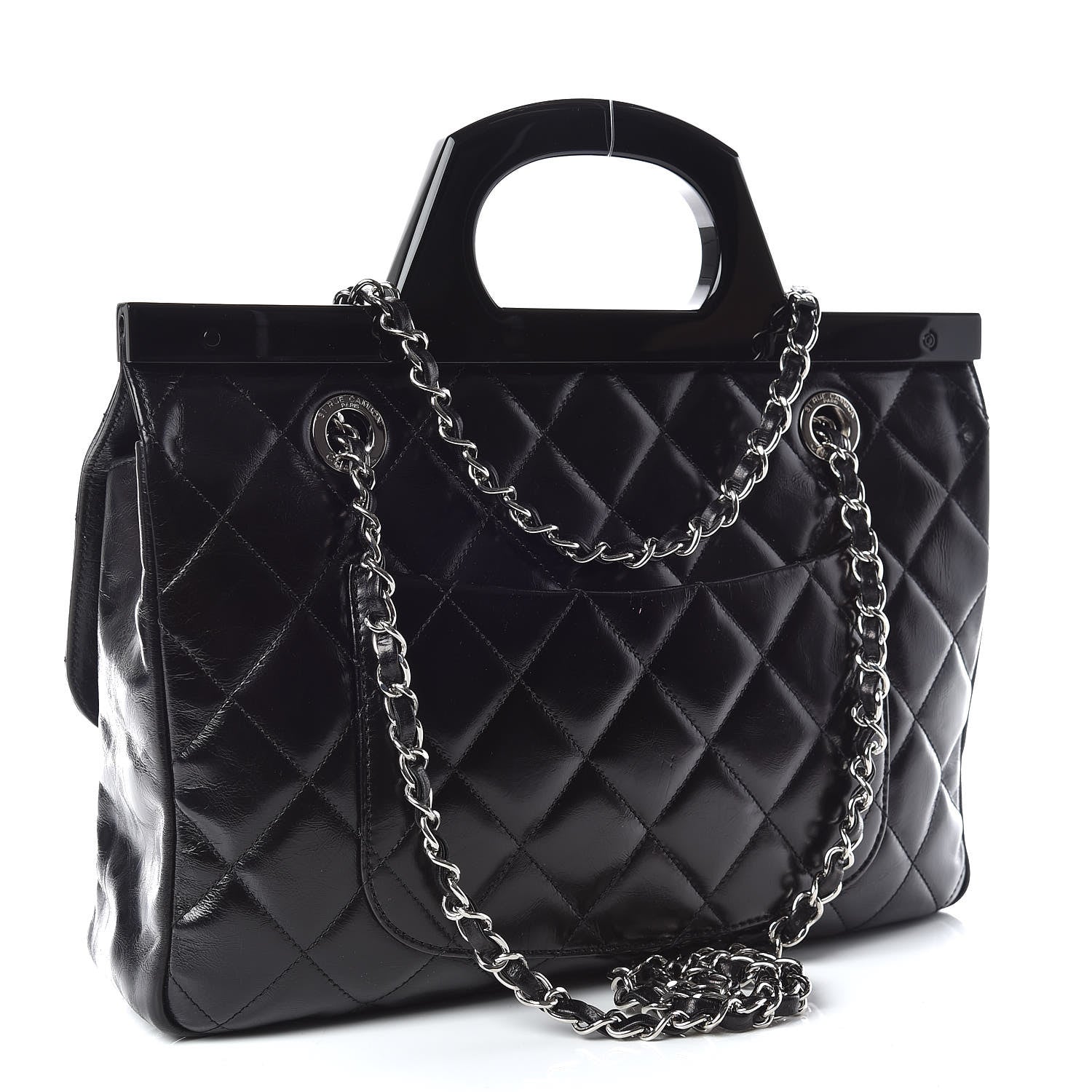 Chanel Glazed Calfskin Quilted Small CC Delivery Tote Black 3 of 11