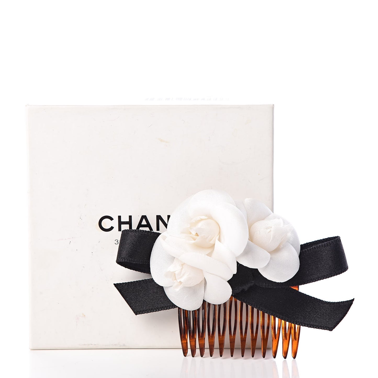 Satin Camellia CC Hair Comb White
