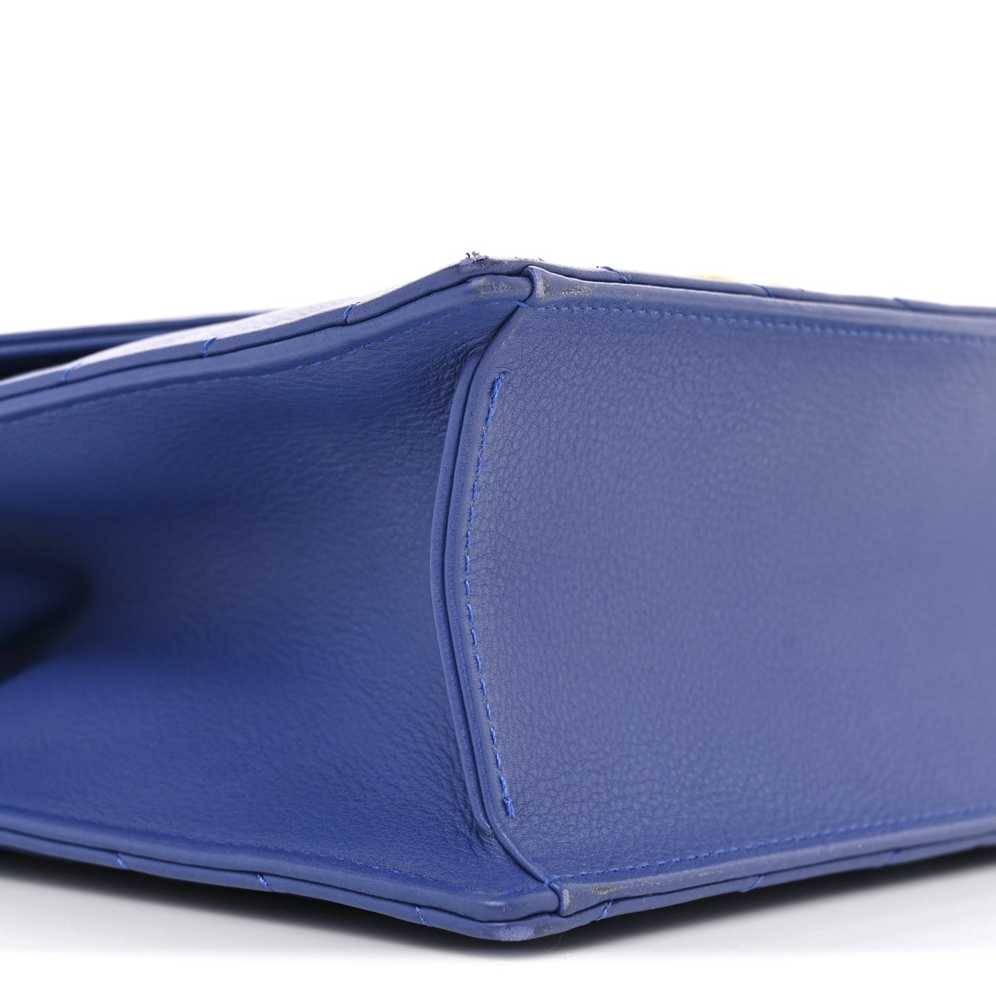 Calfskin Quilted Chevron Small Single Flap Blue