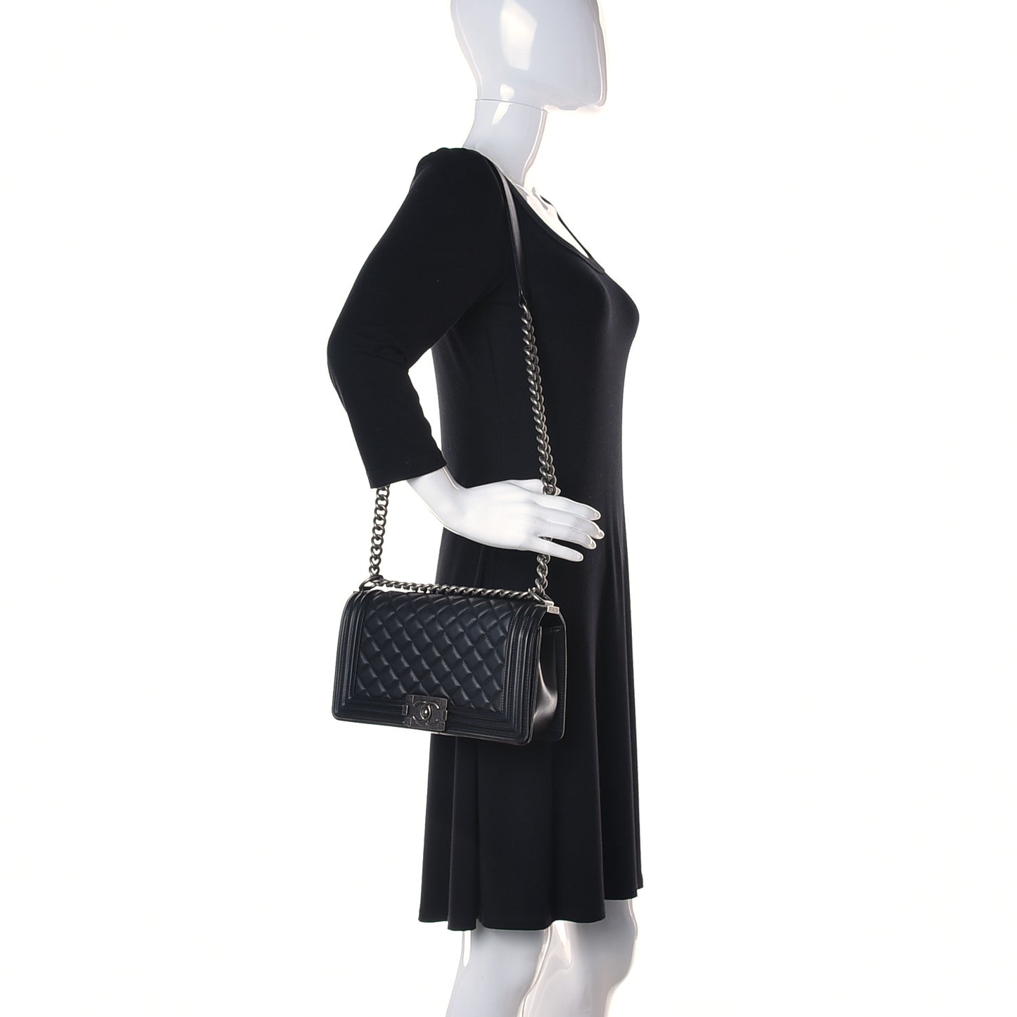 Lambskin Quilted Medium Boy Flap Black
