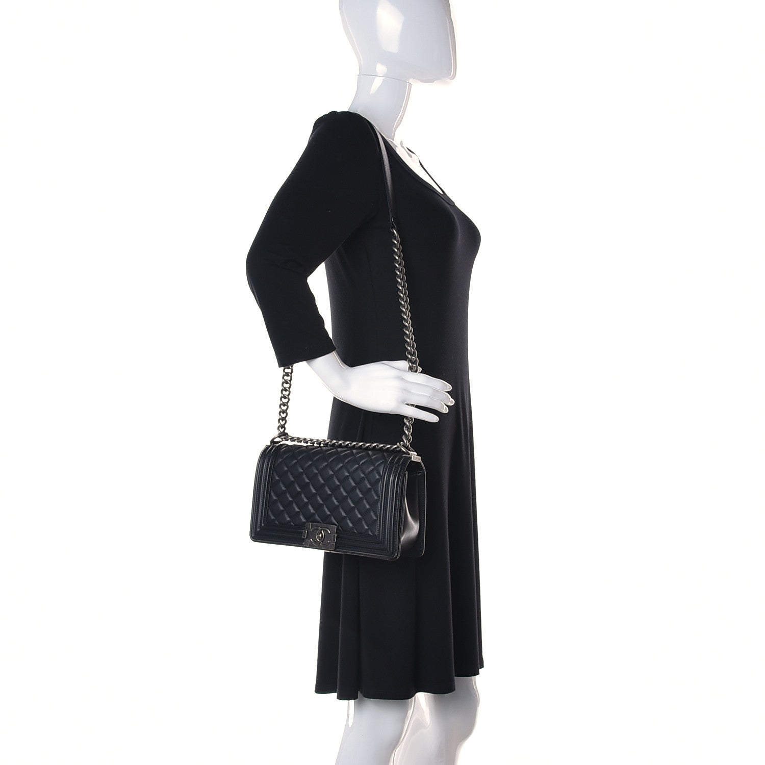 Chanel Lambskin Quilted Medium Boy Flap Black 2 of 13