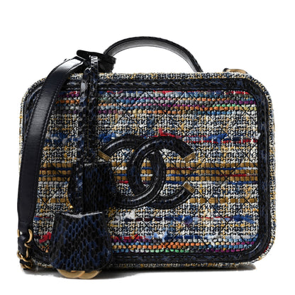Chanel Tweed Snakeskin Quilted Medium CC Filigree Vanity Case Multicolor 1 of 10