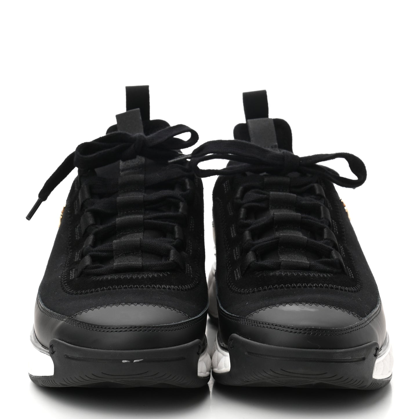 Velvet Calfskin Mixed Fibers CC Sneakers 40 Black