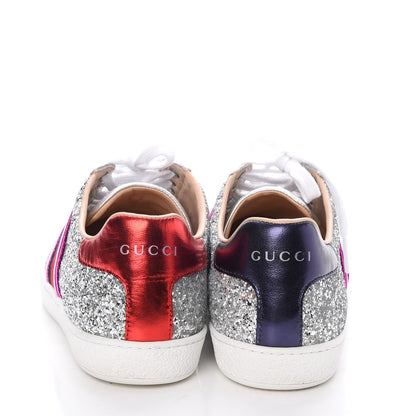 Gucci Glitter Web Ace Sneakers 38 Silver 5 of 14