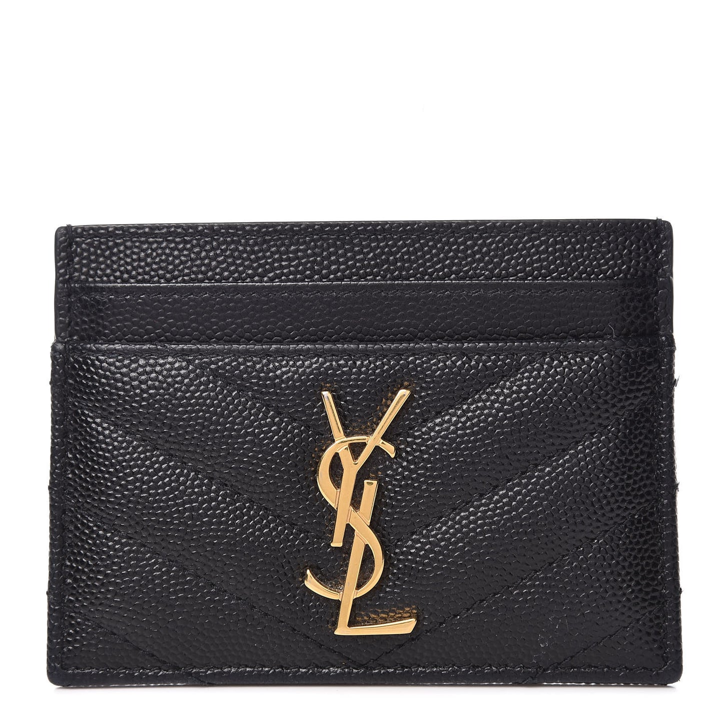 Grain De Poudre Matelasse Chevron Monogram Credit Card Case Black