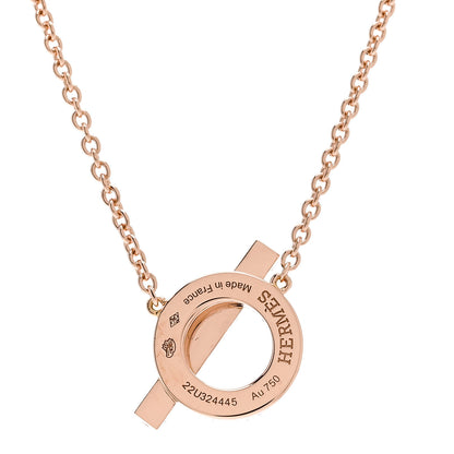 Hermes 18K Rose Gold Diamond Finesse Pendant Necklace 4 of 5