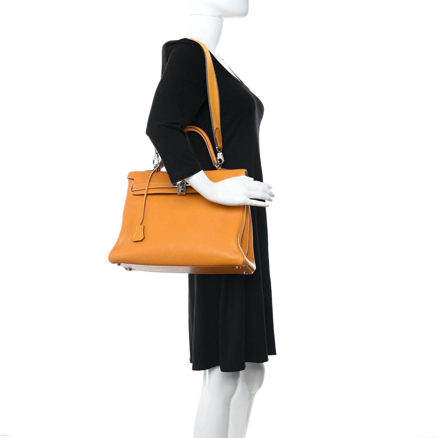 Hermes Taurillon Clemence Kelly Retourne 35 Moutarde Etain 2 of 21