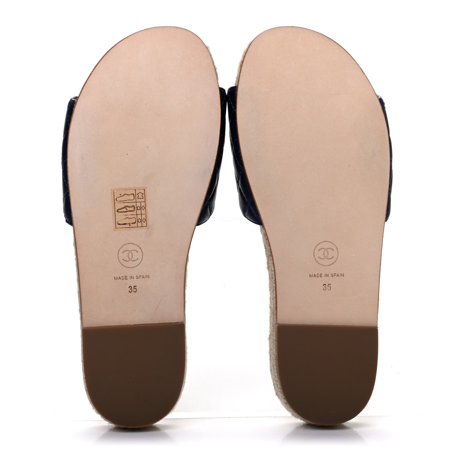 Chanel Lambskin Quilted CC Espadrille Slip On Sandals 35 Navy 5 of 11