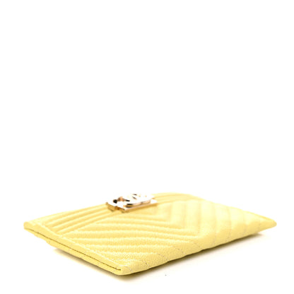 Chanel Caviar Chevron Quilted Boy Card Holder Yellow 4 of 8