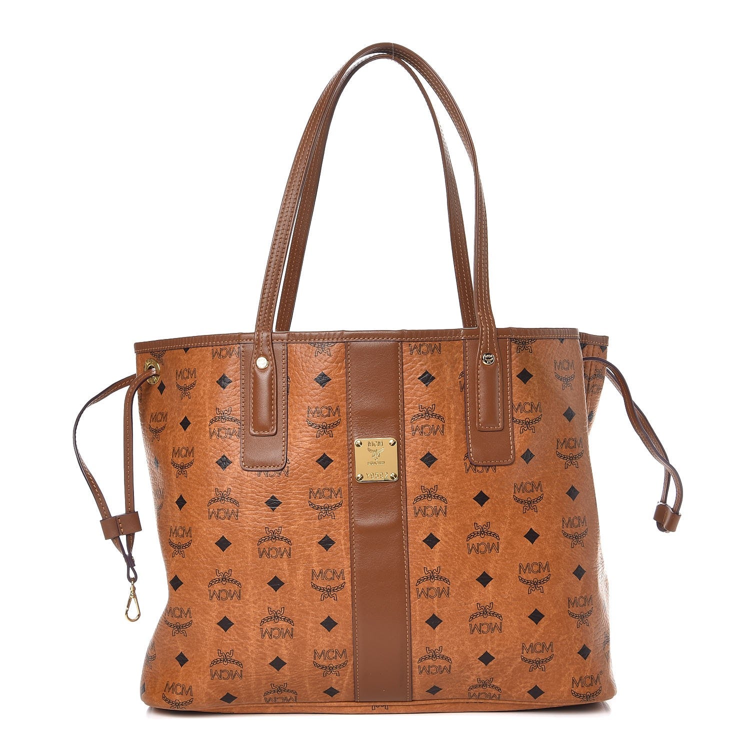 MCM Visetos Medium Liz Reversible Shopper Tote Cognac 1 of 15