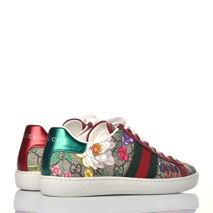 Gucci GG Supreme Monogram Flora Web Womens Ace Sneakers 35 Beige Multicolor Rosso 4 of 8