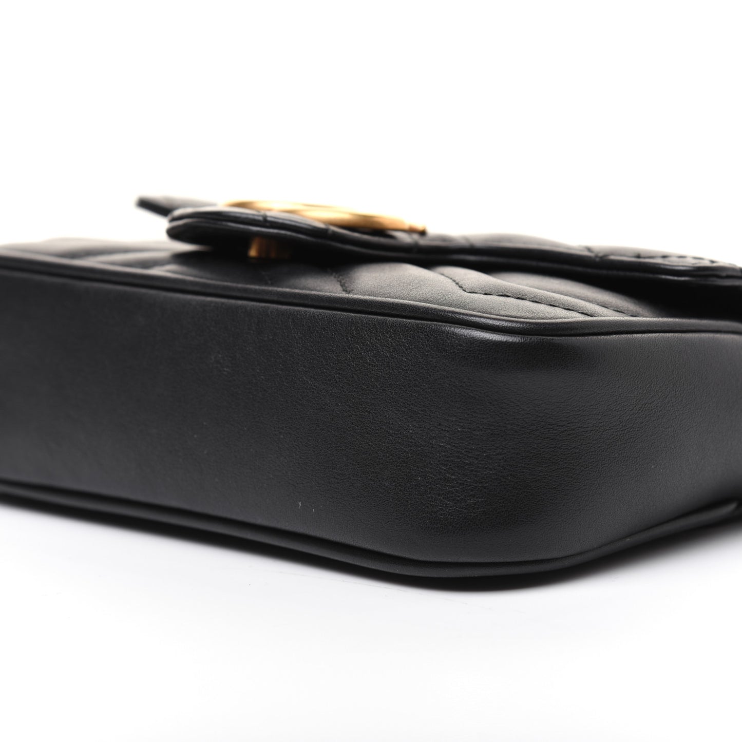 Calfskin Matelasse Super Mini GG Marmont Shoulder Bag Black