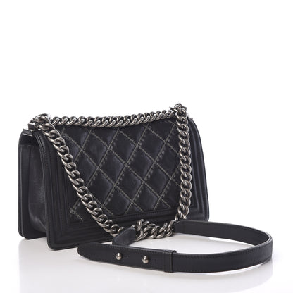 Chanel Iridescent Calfskin Embellished Double Stitch Medium Boy Flap Black 3 of 14