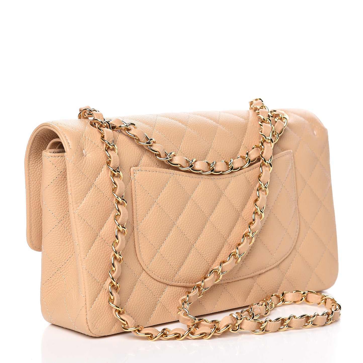 Caviar Quilted Medium Double Flap Beige Clair