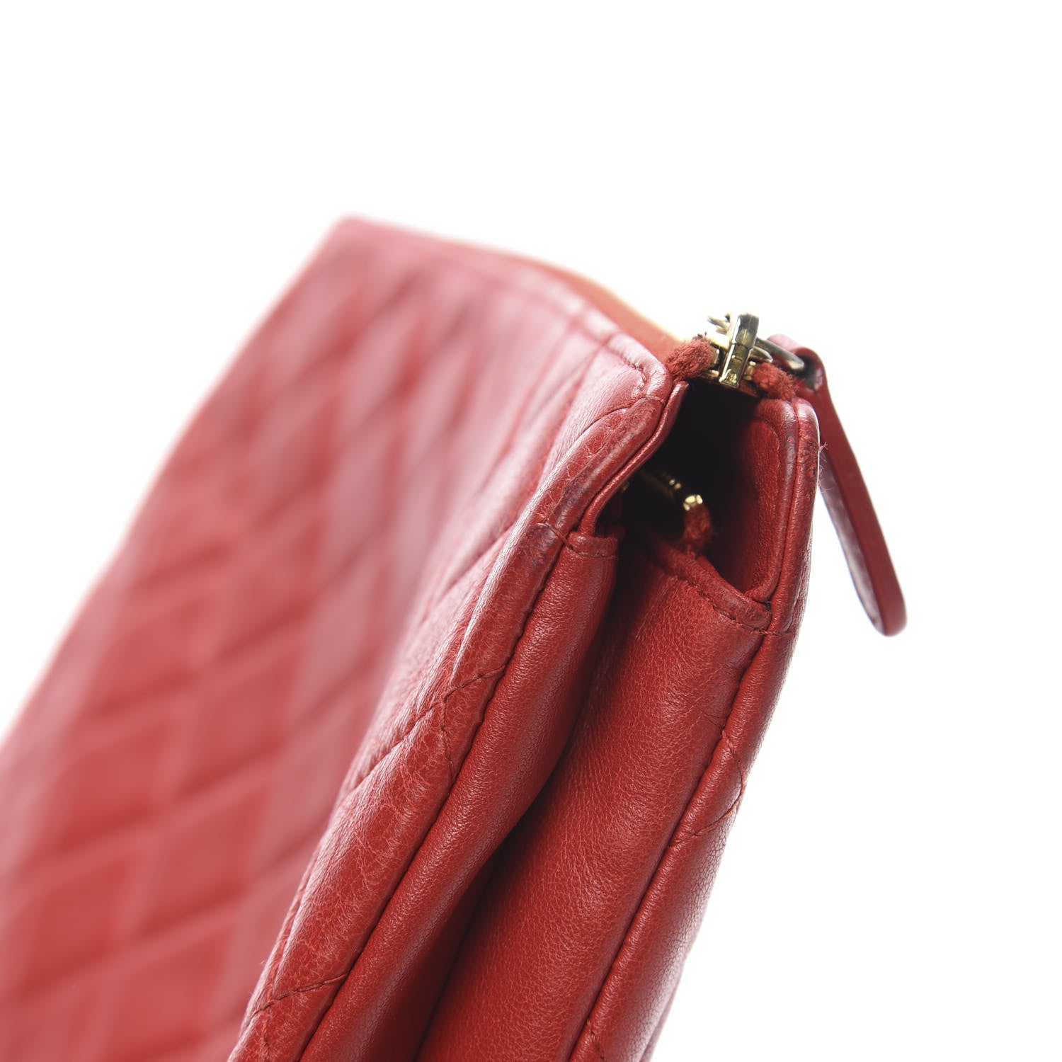 Chanel Lambskin Quilted Small Zipped Pouch Red 10 of 10