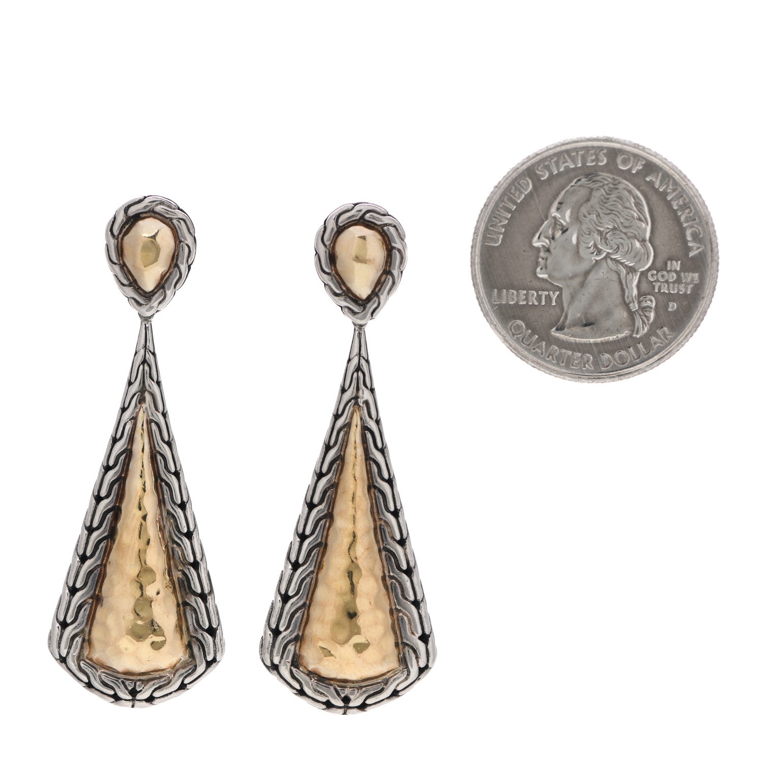 John Hardy Sterling Silver 22K Yellow Gold Classic Chain Drop Earrings 2 of 4