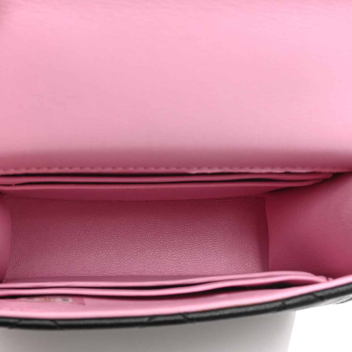 Lambskin Quilted Bi-Color Top Handle Clutch With Chain Black Pink