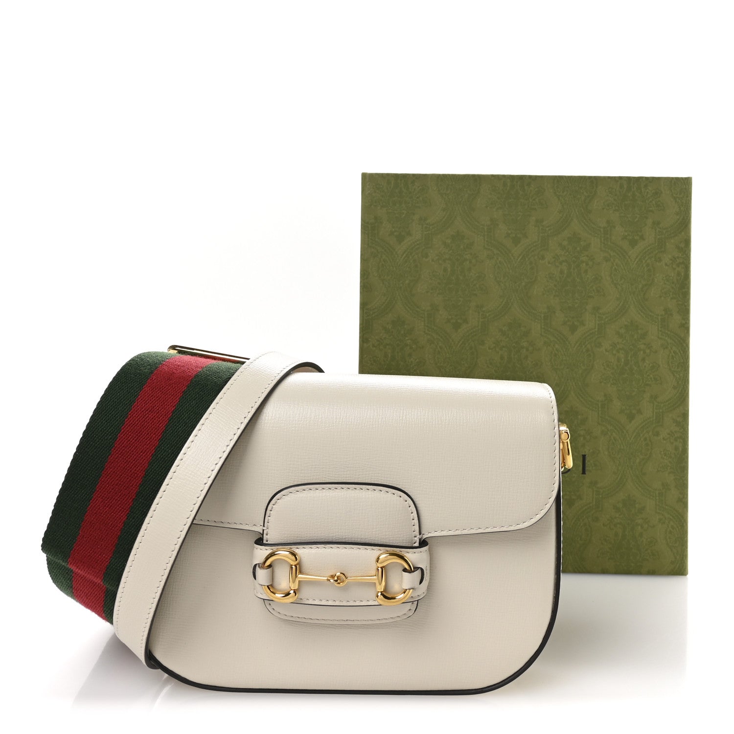 Gucci Azalea Calfskin Web Mini Horsebit 1955 Shoulder Bag Mystic White 11 of 11