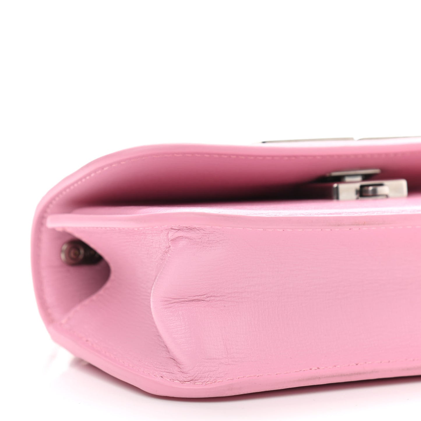 Calfskin Stripe Embossed Gossip Chain Bag XS Candy Pink