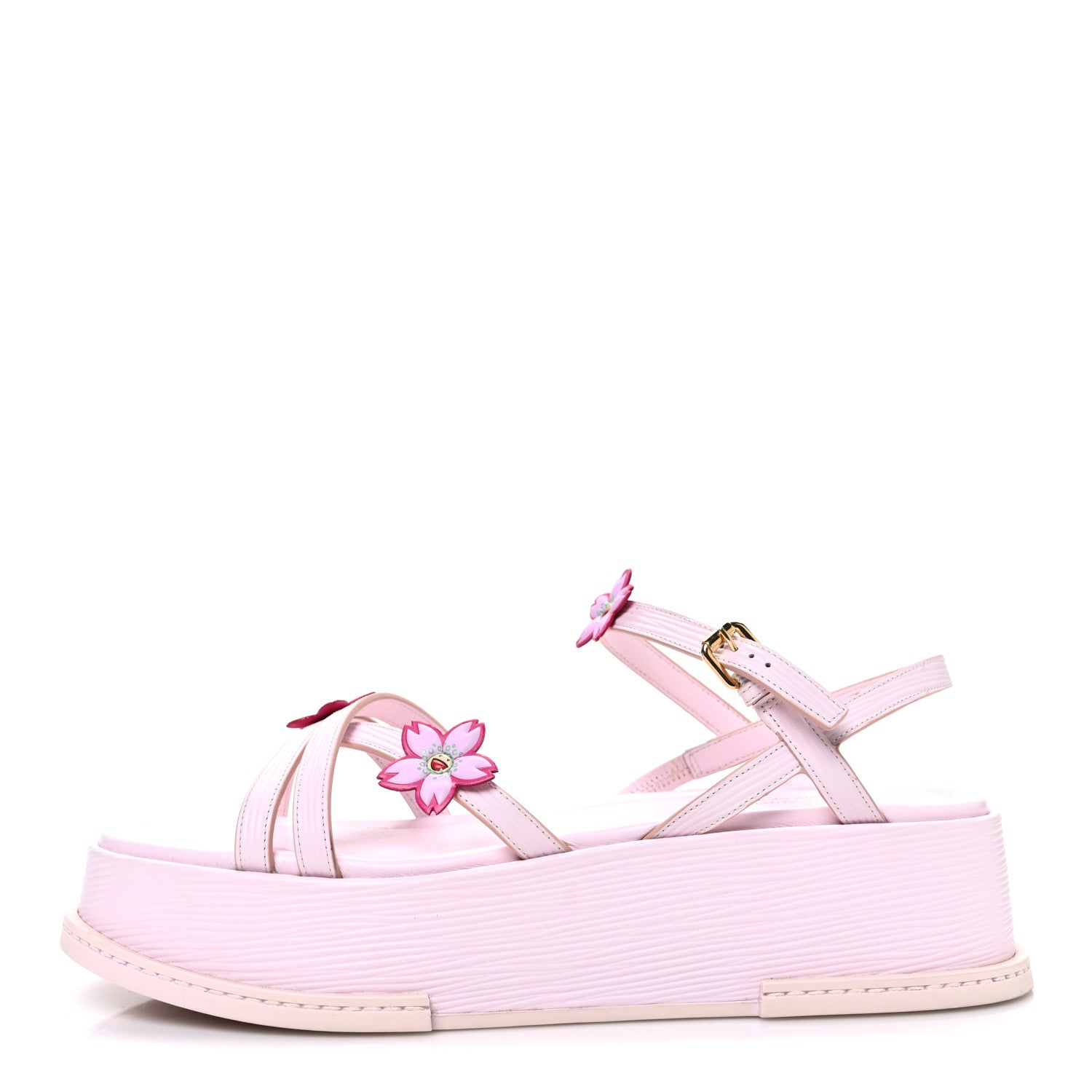 Louis Vuitton LV X TM Cherry Blossom Calfskin Maya Flatform Sandals 40 Light Pink 1 of 11