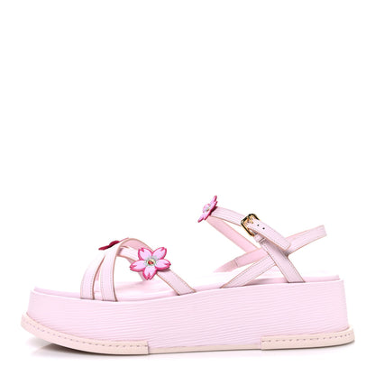 Louis Vuitton LV X TM Cherry Blossom Calfskin Maya Flatform Sandals 40 Light Pink 1 of 11