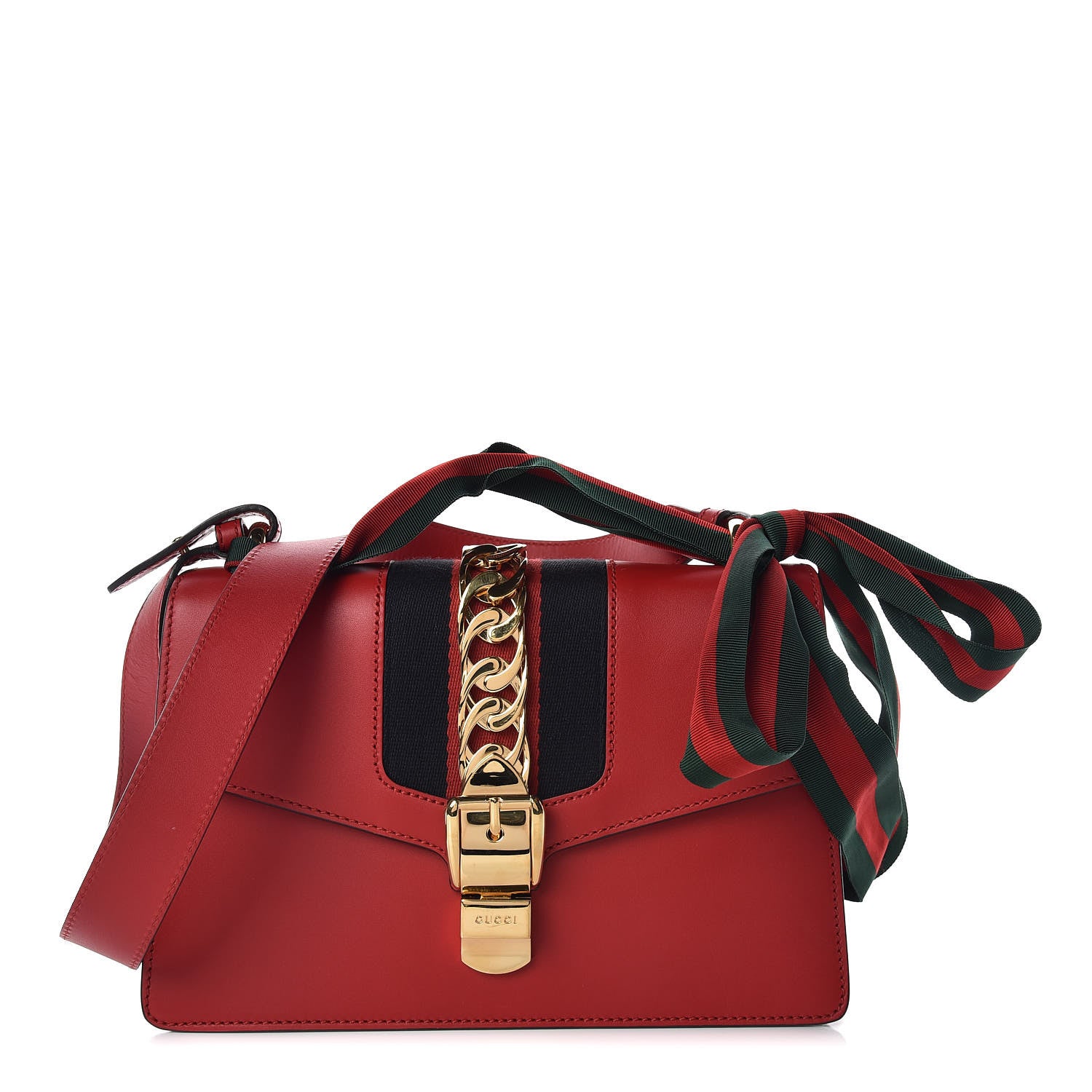 Gucci Calfskin Small Sylvie Shoulder Bag Hibiscus Red 1 of 11