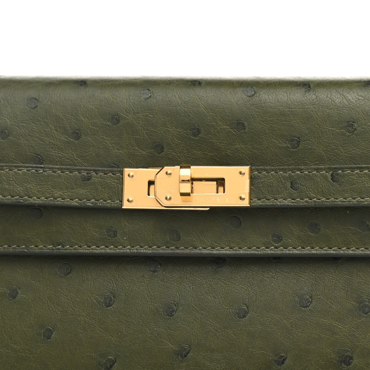 Ostrich Kelly Wallet To Go Vert Veronese