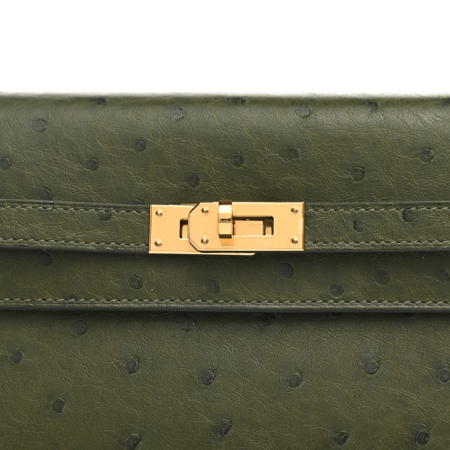 Hermes Ostrich Kelly Wallet To Go Vert Veronese 7 of 10