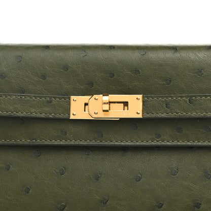 Hermes Ostrich Kelly Wallet To Go Vert Veronese 7 of 10