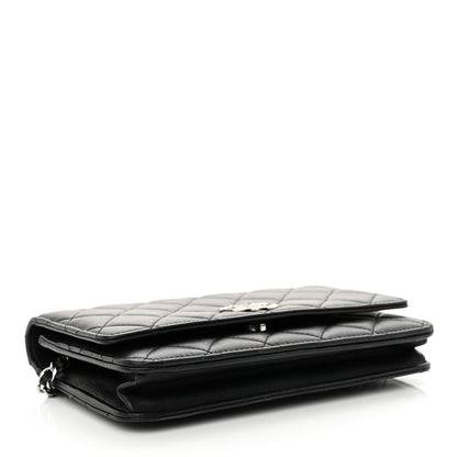 Chanel Lambskin Quilted Crystal CC Wallet On Chain WOC Black 4 of 12