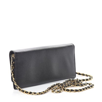 Prada Saffiano Metal Oro Chain Wallet Black 2 of 7