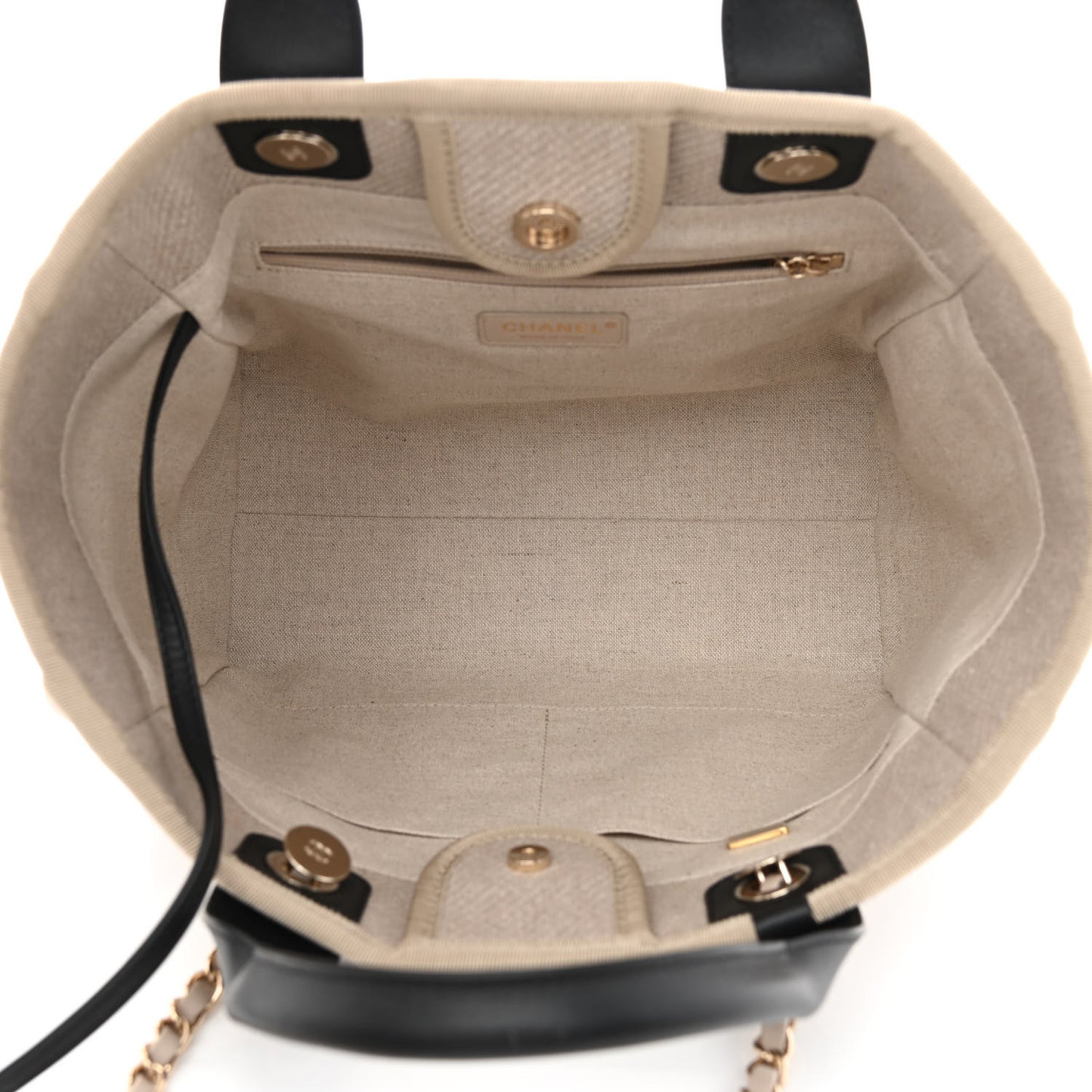 Mixed Fibers Small Deauville Tote Beige Black